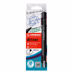 STABILO dr!ver, Noir, Bleu, Vert, Rouge, Fin, Noir, Encre à base d'eau, 0,4 mm, Métal