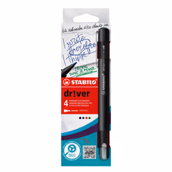 STABILO dr!ver, Noir, Bleu, Vert, Rouge, Moyen, Noir, Encre à base d'eau, 0,8 mm, Métal