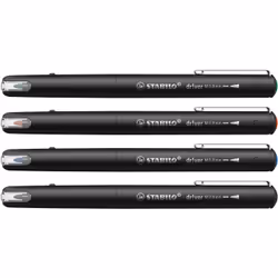 STABILO dr!ver stylo fin Moyen Noir, Bleu, Vert, Rouge 4 pièce(s)