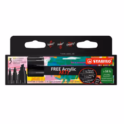 STABILO FREE Acrylic, 3 pièce(s), Noir, 14 an(s), Noir, Rond, 1 mm