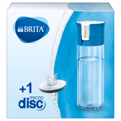 Brita Fill&Go Bouteille filtr bleu, Bouteille d'eau filtrante, 0,6 L, Bleu, Transparent
