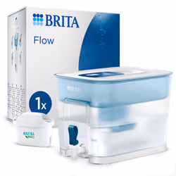Brita Flow, Filtre à eau à poser sur le plan de travail, 5,2 L, Bleu, Blanc