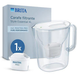 Carafe filtrante BRITA - Style Essential XL blanche - Capacité 36L dont 23L deau filtrée - 1 filtre MAXTRA PRO PURE PERFORMANCE