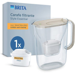 Carafe filtrante BRITA - Style Essential Sable - Capacité 24L dont 14L deau filtrée - 1 mois MAXTRA PRO EXPERT ANTI-TARTRE