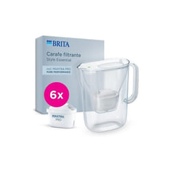 Bouteille et carafe filtrante Brita Style Essential blanche 6 cartouches MAXTRA PRO pure performance- Carafe Offerte