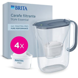 Carafe filtrante - BRITA - Style Essential Bleu minéral - Capacité 24L dont 14L deau filtrée - 4x Maxtra Pro Pure Performance