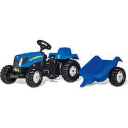 Rolly Toys - Tracteur à pédales New Holland avec remorque, à partir de 2,5 ans, attelage arrière