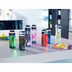 Leifheit 03256 gourde Utilisation quotidienne, Fitness, Sports 600 ml Verre, Polypropylène (PP), Silicone Noir, Rouge, Transparent - Vue supplémentaire 3