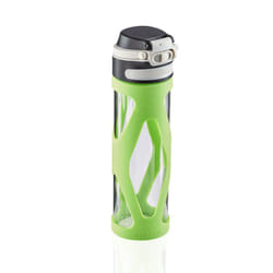 Leifheit 03260 gourde Utilisation quotidienne, Fitness, Sports 600 ml Verre, Polypropylène (PP), Silicone Noir, Vert, Transparent