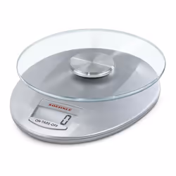 Soehnle Roma Silver, Balance de ménage électronique, 5 kg, 1 g, Argent, Verre, Plastique, Verre