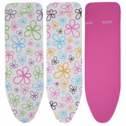Leifheit Cotton Classic S, Couche supérieure de housse de planche à repasser, Coton, Rose, Blanc, Motif, Motif floral, Carré