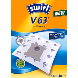 Swirl V 63 MicroPor, Aspirateur réservoir cylindrique, Sac à poussière, Bleu, Blanc, Vorverk VT 250/251/252 Tiger, 4 pièce(s)