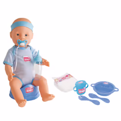 Smoby Nbb Poupon Bleu 43Cm Boit Fait Pipi