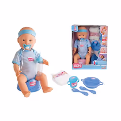 Smoby Nbb Poupon Bleu 43Cm Boit Fait Pipi