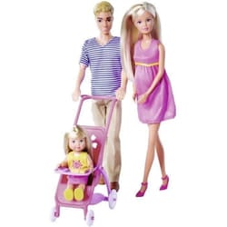 Steffi enceinte poupée 29 cm avec Kevin 30 cm Evi 12 cm dans sa poussette 105733673 Simba Toys