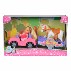 Simba Evi Love Jeep+Remorque Chevaux, Femelle, 3 an(s), Fille, Multicolore