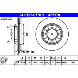 Disque de frein ATE 24.0122-0170.1 avant, ventilé, 1 pièce