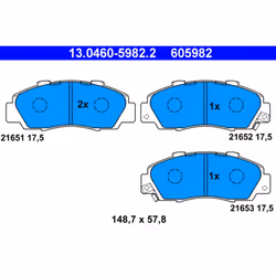Jeu de plaquettes de frein ATE 13.0460-5982.2, avant