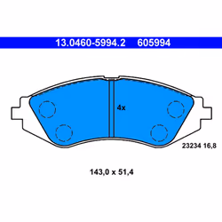 Jeu de plaquettes de frein ATE 13.0460-5994.2, avant
