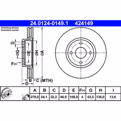 Disque de frein ATE 24.0124-0149.1 avant, ventilé, 1 pièce