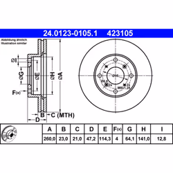 Disque de frein ATE 24.0123-0105.1 avant, ventilé, 1 pièce - Vue supplémentaire 3