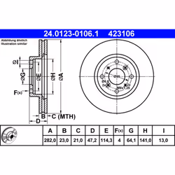 Disque de frein ATE 24.0123-0106.1 avant, ventilé, 1 pièce