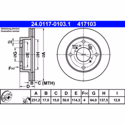 Disque de frein ATE 24.0117-0103.1 avant, ventilé, 1 pièce