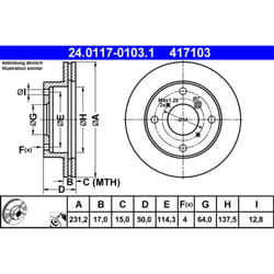 Disque de frein ATE 24.0117-0103.1 avant, ventilé, 1 pièce