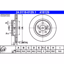 Disque de frein ATE 24.0118-0129.1 avant, ventilé, 1 pièce
