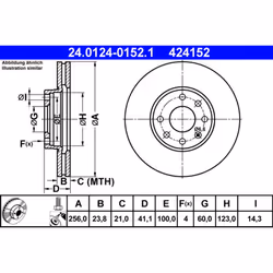 Disque de frein ATE 24.0124-0152.1 avant, ventilé, à haute teneur en carbone, 1 pièce
