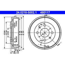 Tambour de frein ATE 24.0218-5002.1 - Vue supplémentaire 3