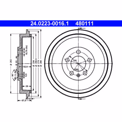 Tambour de frein ATE 24.0223-0016.1