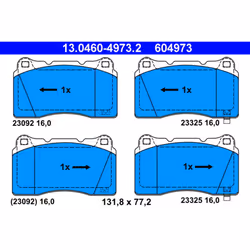 Jeu de plaquettes de frein ATE 13.0460-4973.2, avant
