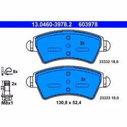 Jeu de plaquettes de frein ATE 13.0460-3978.2, avant