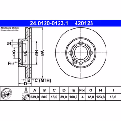 Disque de frein ATE 24.0120-0123.1 avant, ventilé, à haute teneur en carbone, 1 pièce