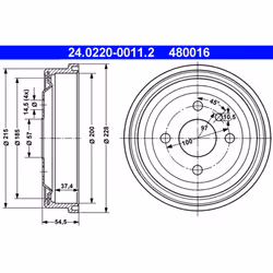 Tambour de frein ATE 24.0220-0011.2