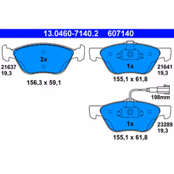 Jeu de plaquettes de frein ATE 13.0460-7140.2, avant