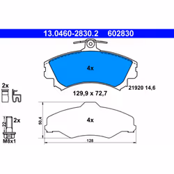 Jeu de plaquettes de frein ATE 13.0460-2830.2, avant