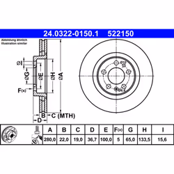 Disque de frein ATE Power Disc 24.0322-0150.1, 1 pièce