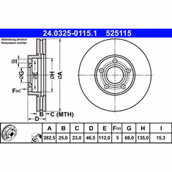 Disque de frein ATE PowerDisc 24.0325-0115.1, 1 pièce