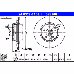 Disque de frein ATE Power Disc 24.0328-0106.1, 1 pièce