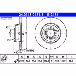 Disque de frein ATE Power Disc 24.0313-0181.1, 1 pièce