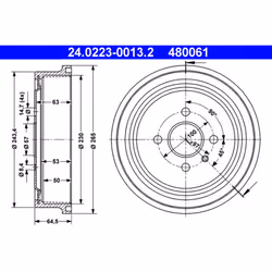 Tambour de frein ATE 24.0223-0013.2