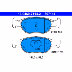 Jeu de plaquettes de frein ATE 13.0460-7114.2, avant