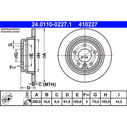 Disque de frein ATE 24.0110-0227.1 arrière, plein, à haute teneur en carbone, 1 pièce