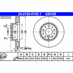 Disque de frein ATE 24.0126-0105.1 avant, ventilé, 1 pièce - Vue supplémentaire 3