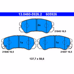 Jeu de plaquettes de frein ATE 13.0460-5926.2, avant