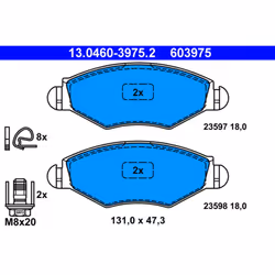 Jeu de plaquettes de frein ATE 13.0460-3975.2, avant