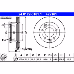 Disque de frein ATE 24.0122-0161.1 avant, ventilé, à haute teneur en carbone, 1 pièce