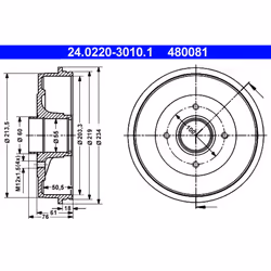 Tambour de frein ATE 24.0220-3010.1